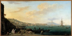 ジョセフ・ヴェルネ（1714-1789）の「ヴェスヴェのあるナポリ湾」の絵 作： Claude Joseph Vernet