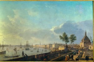ボルドーの港と城壁 ジョセフ・ヴェルネ（1714-1789）の絵画 18世紀。パリ海洋博物館 作： Claude Joseph Vernet