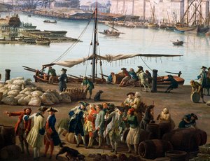 トゥーロンの第三景、食料品店の側から旧港を見る、細部（油彩・キャンバス 作： Claude Joseph Vernet