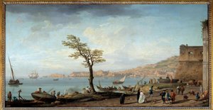 ナポリ湾の眺め。ジョセフ・ヴェルネ（1714-1789）の作品 作： Claude Joseph Vernet