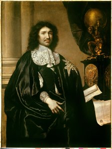 ジャン・バティスト(Jean-Baptiste)・コルベール(1619-1683)の肖像 ルイ14世の大臣 クロード・ルフェーブル(1632-1675)による絵画。1666年日。1,3x0,96 m - ルイ14世の大臣ジャン・バティスト（ジャン＝バティスト）・コルベール（1619-1683）の肖像。クロード・ルフによる絵画 作： Claude Lefebvre