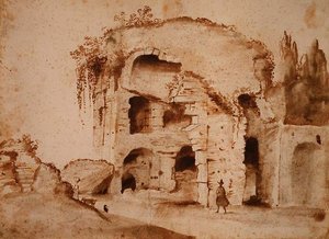 パラティーノの廃墟（紙に水墨画 作： Claude Lorrain