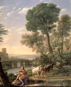 アドメトスの群れを守るアポロンのいる風景 作： Claude Lorrain (1600 82)