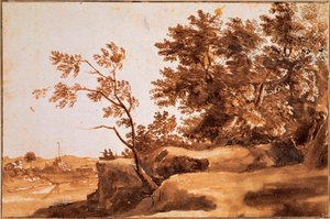 "Paysage sur le tibre avec Castel sant