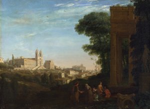 "A View in Rome" クロード・ロラン（1600-1682）による絵画 油彩・キャンバス 1632 Dim 60.3x84 cm ナショナル・ギャラリー（ロンドン