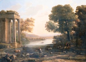 台無しにされた寺院がある牧歌的な風景、1638年頃 作： Claude Lorrain