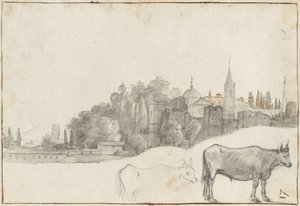 ローマのポポロ広場の外の景色、1640-41 作： Claude Lorrain