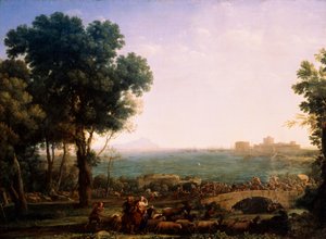 橋の戦い、マクセンティウス皇帝とコンスタンティヌス帝の戦い、1655年。 作： Claude Lorrain