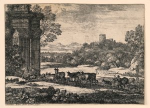 嵐で家に追いやられた牛 作： Claude Lorrain