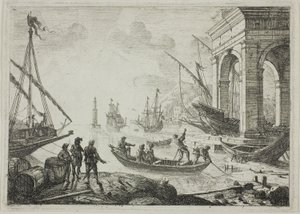 灯台のある港のシーン 作： Claude Lorrain
