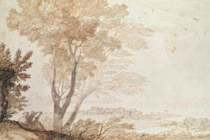 横向き（紙にペンとインク） 作： Claude Lorrain