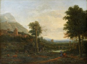 柱と図のある風景 作： Claude Lorrain