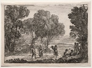 カントリーダンス小皿のある風景、c。 1637。 作： Claude Lorrain