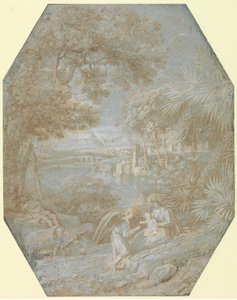 1645年、エジプトへの逃亡中の休息のある風景。 作： Claude Lorrain