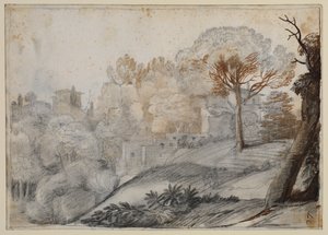 木や建物のある風景 作： Claude Lorrain
