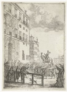 神聖ローマ帝国皇帝の騎馬像 Le Statue equestre du roi des romains 新しく選出された神聖ローマ帝国の皇帝を祝う花火と祝祭 (シリーズ タイトル) 作： Claude Lorrain