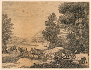 風景の中で会話する羊飼いと羊飼い 作： Claude Lorrain