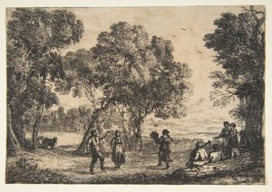 カントリーダンス小皿、ca。 1637。 作： Claude Lorrain