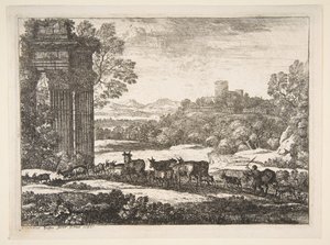 荒れ模様の天気に戻った群れ、1651年。 作： Claude Lorrain