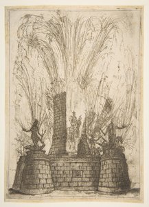 ローマの王の像を明らかにするために破壊された円形の塔、1637年。 作： Claude Lorrain