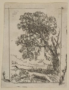2つの風景の左側の木、ca。 1630年。 作： Claude Lorrain