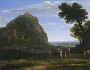 行列のあるデルファイの眺め、1673年。 作： Claude Lorrain