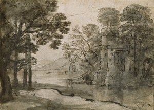 木々の間の水車小屋、c1635-1638 作： Claude Lorrain
