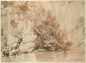ランドスケープの研究（ペンとビストレ、紙で洗う） 作： Claude Lorrain