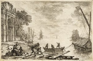 昇る太陽のハーバーシーン、1634