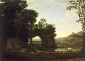 ロックアーチと川のある風景、1628〜30年頃