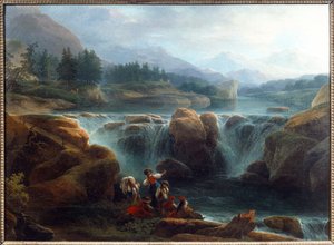 La cascade クロード・ルイ・シャトレ（1753-1794）の絵画 1793年 日。0.92x1.26 m オルレアン、ミュゼ・デ・ボザール 作： Claude Louis Chatelet