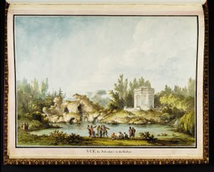リチャード・ミケ（1728-94）によるプチトリアノン宮殿からのベルヴェデーレと岩の眺め 作： Claude Louis Chatelet