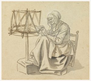 素描《紡ぐ老女》1810-30年