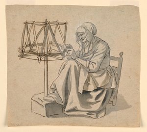 素描《紡ぐ老女》1810-30年
