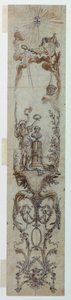 ドローイング、フォーチュンとジャック・ネッケルの描かれたパネルのデザイン、1788-90年
