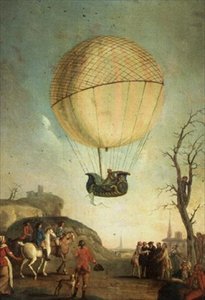 水素気球での初飛行後、ネスレで再飛行するロバート 作： Claude Louis Desrais