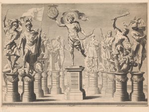 台座に伝説の人物がいるサヴォイア家に敬意を表した寓話 作： Claude Mellan