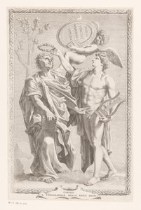 アポロンがプブリウス・ヴェルギリウス・マーロを戴冠 タイトル: Publius Virgilius Maro, Publius Virgilius Maronis Opera, 1641