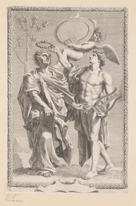 アポロンがプブリウス・ヴェルギリウス・マーロを戴冠 タイトル: Publius Vergilius Maro, Publius Virgilius Maronis Opera, 1641