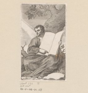 木の根元に座る聖アウグスティヌス タイトルページ: Les Confessions de Saint Augustin, 1639 作： Claude Mellan