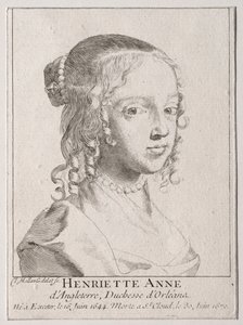 Henriette-Marie dAngleterre、公爵夫人ドルレアン。 作： Claude Mellan