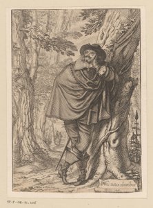 木にもたれるジェームズ・ハウエル タイトルページ: James Howell, Dendrology (...), 1641 作： Claude Mellan