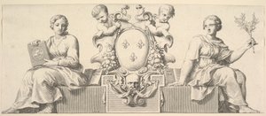 法の擬人化と誠実さを伴うフランスの武器、1664年。 作： Claude Mellan