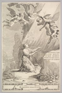 フランソワ・ド・セールスのタイトルページ、敬虔な生活の紹介、1641年。 作： Claude Mellan