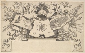 レオナルドの文字を含むモノグラムのトロフィー、1651年。 作： Claude Mellan
