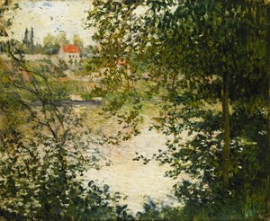 ラグランジャット島の木々の眺め;木々を通して、グランデジャテ島、1878 作： Claude Monet