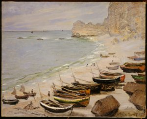 エトルタのビーチでのボート、1883年 作： Claude Monet