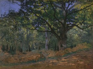 フォンテーヌブローの森のボドマーオーク。 1865 作： Claude Monet