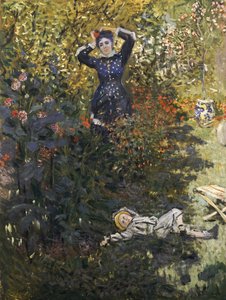 アルジャントゥイユの庭のカミーユとジャン 作： Claude Monet