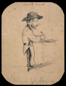 小さな帽子をかぶった男の風刺画 作： Claude Monet